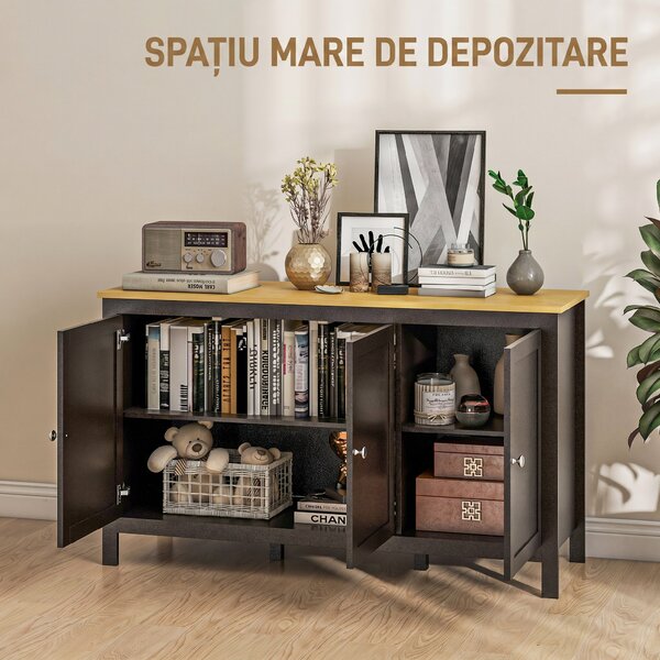 HOMCOM Mobile Contenitore con 2 Armadietti a 2 Ripiani Regolabili su 3 Altezze, 120x40x70 cm, Nero e color Legno | Aosom Italy