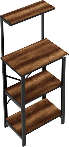 Scaffale da cucina industriale Azomor con quattro ampi ripiani in stile barocco in legno di noce