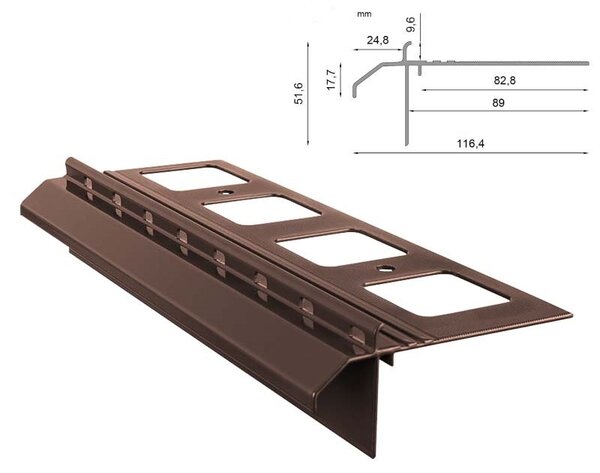 Profilo di grondaia in alluminio Renoplast K20R pavimento in resina, profilo 200 cm, marrone