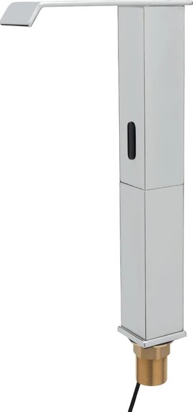 Rubinetteria senza contatto - Rubinetto per lavabo - Sensore a infrarossi, caldo/freddo, montaggio a 1 foro, corpo in ottone, cartuccia in Vetroceramica, bocca a cascata - Argento
