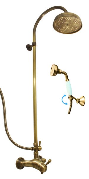 Miscelatore per doccia Labe-old brass con soffione e doccetta L081.5/3SM Ottone Tutto metallo