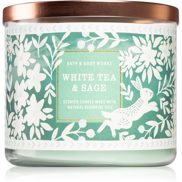 Bath & Body Works White Tea & Sage candela profumata IV 411 g
