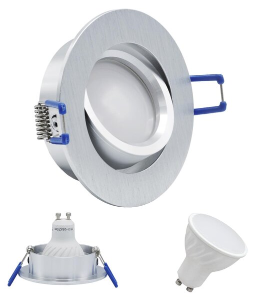 Set da 10 faretti da incasso Mili 7W GU10 3000K bianco caldo dimmerabili 230V 520 lumen alluminio spazzolato