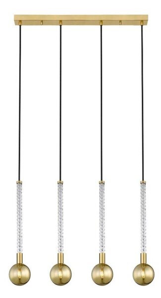 Lampada a sospensione MIDA in ottone spazzolato e vetro dorato, 4xG9x6W, vetro: 176x71x11 cm, IP20, Zuma Line
