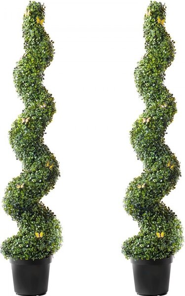 Torre artificiale di bosso - 2 pezzi - pianta artificiale a spirale topiaria - 152,4 cm - decorazione per giardino e interni