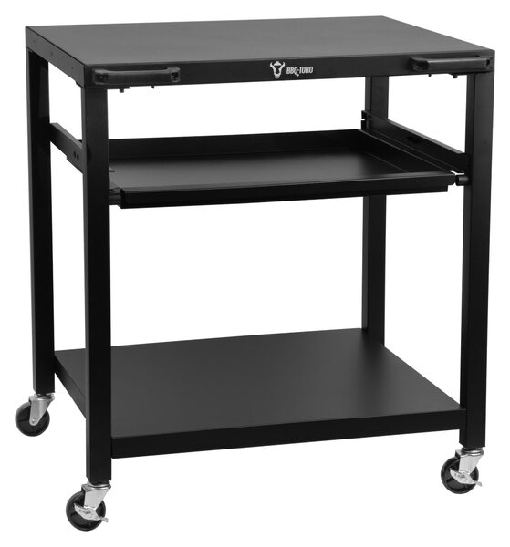 Carrello per barbecue BBQ-Toro 80 x 65,5 x 86,5 cm, nero, tavolo per barbecue con ampia superficie di lavoro, tavolino laterale