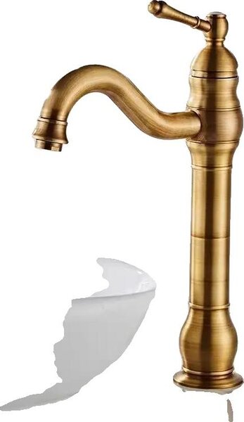 Rubinetto per lavabo, ottone, cromato, anticato alto