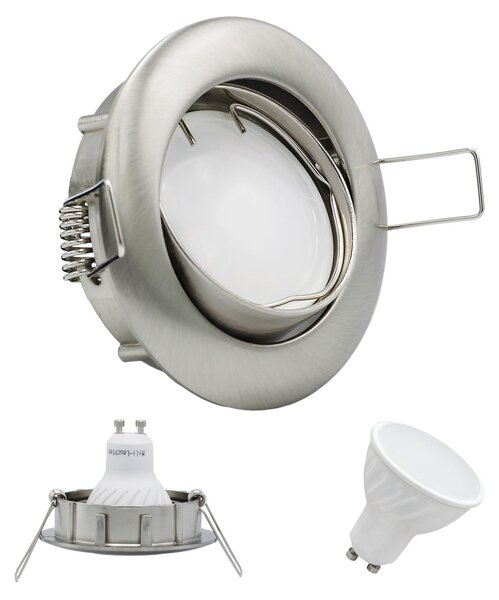 Set da 10 faretti da incasso MILI 7W GU10 3000K 230V 520 lumen in ferro spazzolato
