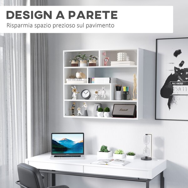 HOMCOM Libreria a Muro Moderna in Legno a 4 Livelli, 94x19.5x80cm, Bianco|Aosom
