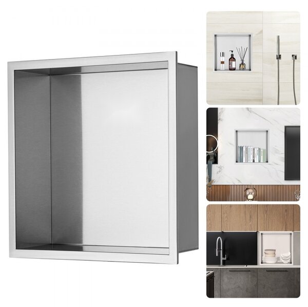 "Nicchia a muro 10x33,02x33,02cm - Nicchia per doccia in acciaio inox - Nicchia monostrato impermeabile - Temperatura di esercizio 0-40°C - Design ad angolo interno 92° - Adatto per bagno, camera da letto, studio"