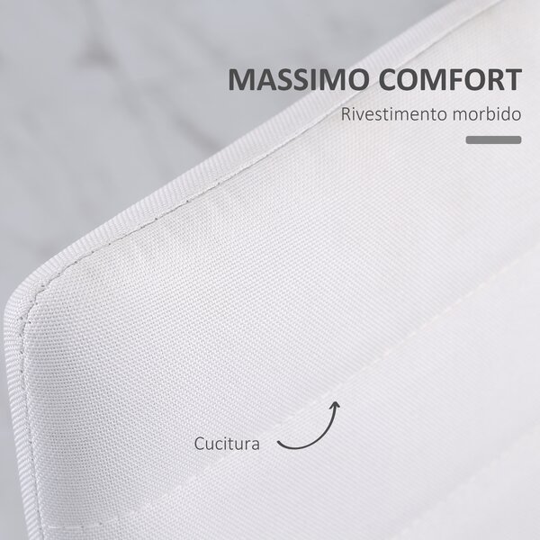 HOMCOM Set 4 Sedie da Pranzo moderno Imbottite con Cuciture decorative in Metallo e Tessuto, per Cucina e Soggiorno,41x50x97cm, Bianco | Aosom Italy