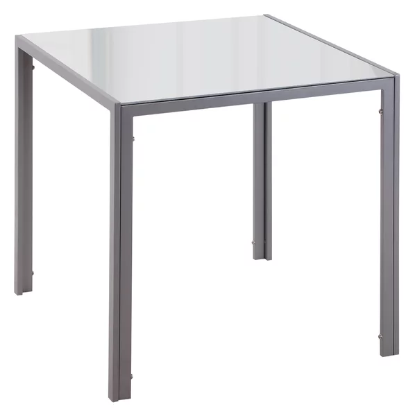 HOMCOM Tavolo Quadrato Moderno per Cucina e Soggiorno in Vetro Temperato e Metallo Resistente 75x75x75cm Colore Grigio Elegante e Funzionale|Aosom