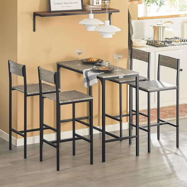 SoBuy Set tavolo da bar 5 pezzi con 4 sgabelli - set da giardino tavolo da pranzo bistrot con 4 sedie