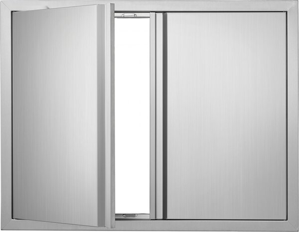 Porta di accesso al barbecue in acciaio inox, 787 x 609 mm - Doppia porta esterna della cucina - Porta in acciaio inox montata verticalmente - Maniglie a scomparsa - Isola barbecue, postazione barbecue, mobile da esterno