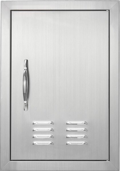 Porta di accesso al barbecue, 356 x 508 mm - Porta per cucina esterna in acciaio inox - Porta verticale a parete con fessure di ventilazione - Ingresso a presa facile - Per isola barbecue e mobile esterno