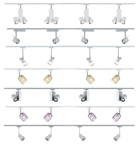 Set completo Paulmann U-Rail con 4 faretti a scelta: Blossom TecLED cromato opaco o bianco