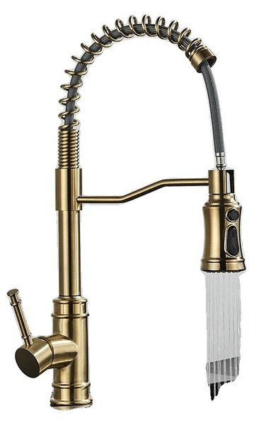 Miscelatore da cucina nero opaco, bocca estraibile, comando a una mano, /h3divulliOro spazzolato/li/ul/div