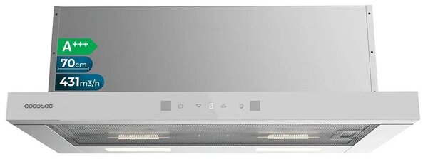 Flux TLT 605500 Glass White A++ Cappa aspirante telescopica larghezza 60 cm, frontale in vetro nero, potenza di aspirazione 550 m3/h, motore 70 W, classe A++, Touch Control, con filtro al carbone e Hand Movement Control
