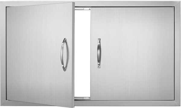 Porta di accesso al barbecue - Doppia porta per cucina esterna 915 x 533 x 46 mm - Porta in acciaio inox - Porta verticale a parete con maniglie - Ideale per isola barbecue, postazione barbecue, mobile esterno - Montaggio ad incasso