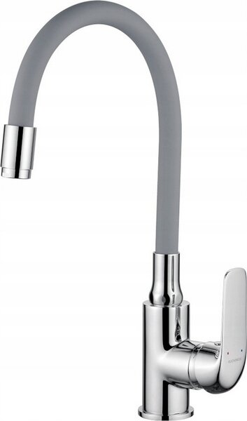 Rubinetto da cucina con bocca flessibile Emma Flex, rubinetto a colonna grigio
