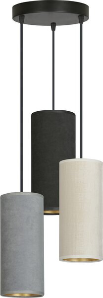 Lampadario BENTE nero-multicolore 3xE27x15W in tessuto, dimensioni: 100x35x35 cm, IP20, Emibig