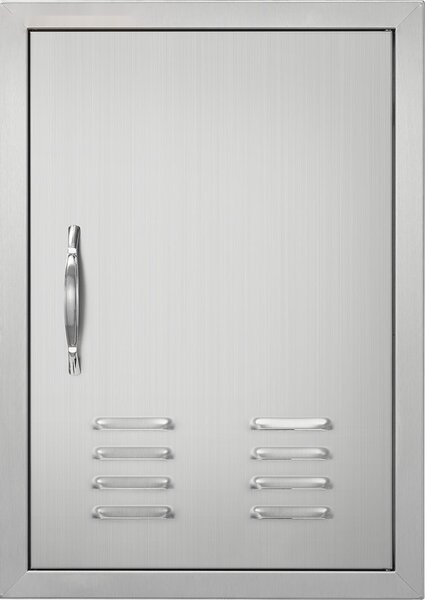 Porta di accesso al barbecue - Porta per cucina esterna in acciaio inox - 610 x 431 mm - Porta verticale a parete per isola barbecue con maniglia, fessure di ventilazione e ganci