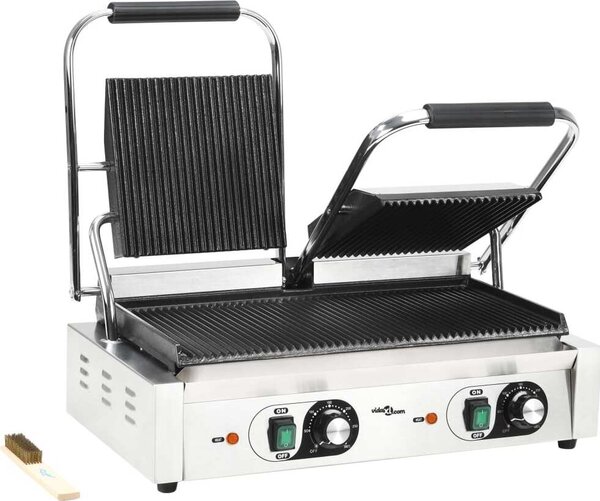 Doppia Griglia per Panini Scanalata 3600 W 57x30,5x20 cm