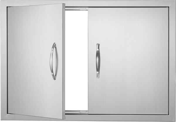 Porta di accesso per barbecue, 774 x 533 mm, doppia porta esterna per cucina, porta in acciaio inox a incasso, porta verticale a parete con maniglie, per isola barbecue, postazione barbecue, mobile esterno