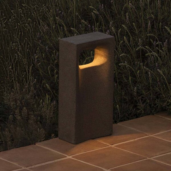 FARO BARCELONA Lampioncino LED Glint, 3000K, 40 cm, grigio, cemento, IP55 Glint, Alluminio / Grigio / Zincato, calcestruzzo / cemento, Moderno, Lampada LED da esterni