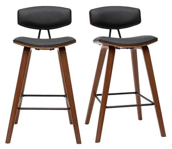 Sgabelli da bar design nero e legno scuro H69 cm (set di 2) VASCO
