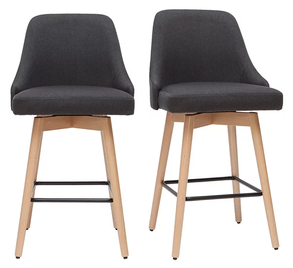 Sgabelli da bar scandinavi girevoli grigio scuro H 65 cm (set di 2) HASTA