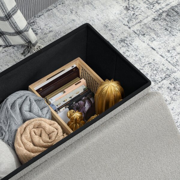 HOMCOM Panca Contenitore Imbottita con Coperchio, 76x38x38 cm, Grigio Chiaro | Aosom Italy
