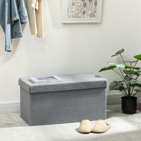 HOMCOM Panca Contenitore Imbottita con Coperchio, 76x38x38 cm, Grigio Scuro | Aosom Italy