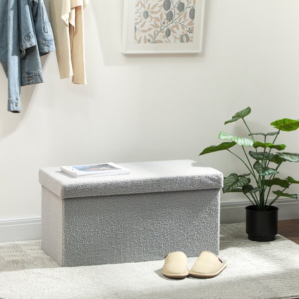 HOMCOM Panca Contenitore Imbottita con Coperchio, 76x38x38 cm, Grigio Chiaro | Aosom Italy