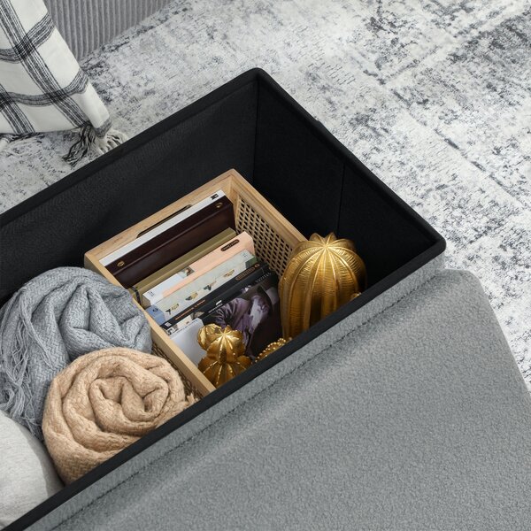 HOMCOM Panca Contenitore Imbottita con Coperchio, 76x38x38 cm, Grigio Scuro | Aosom Italy