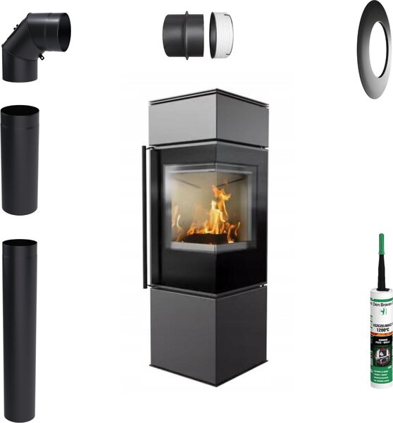 Stufa in ghisa KRATKI REN S/P 7kW Ø150 Kit di installazione con presa di corrente