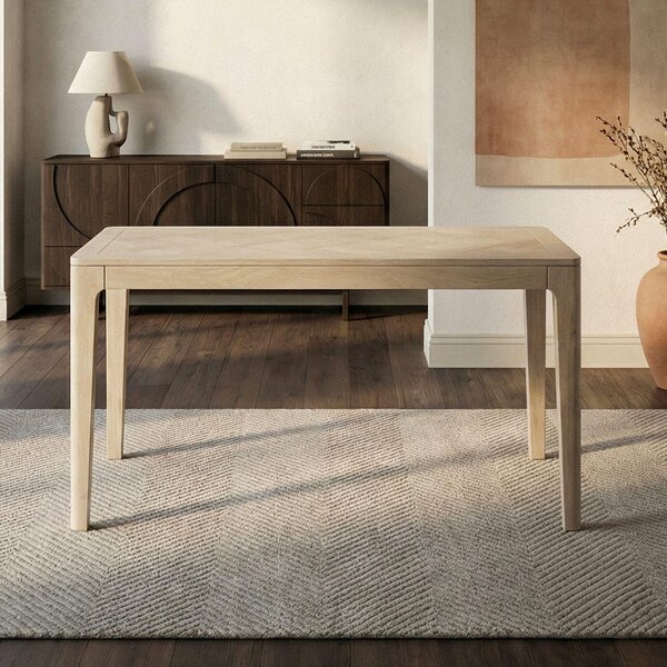 FineBuy Tavolo da pranzo in legno massello di mango 120x60 cm bianco lavato Tavolo da pranzo rettangolare Tavolo da cucina 6 persone Tavolo in legno Tavolo da pranzo Fatto a mano