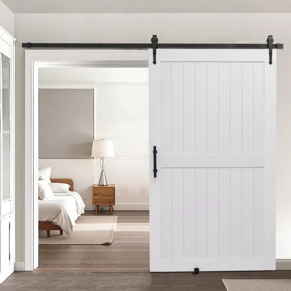 Porta scorrevole in stile fienile con kit di ferramenta 1219x2134mm - Sistema di porte scorrevoli in design fienile