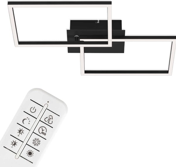 BRILONER FRAME Lampada da soffitto a LED, telecomando, dimmerabile, controllo della temperatura del colore CCT, orientabile, nero, 50 x 38,8 x 7,8 cm