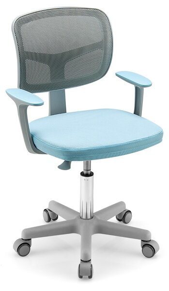 Costway Sedia per scrivania per bambini con altezza regolabile, Sedile girevole a rete con ruote autobloccanti Blu