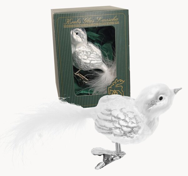 Addobbo di Natale dipinto a mano Sparrow Ice White