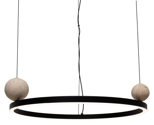 Lampada a sospensione LED con sfere decorative Solaria, nero e beige, 35 W, luce calda, 760 lm, metallo, dimensioni: 140x50x50 cm, IP20, Maxlight