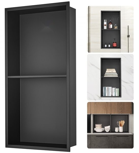 Nicchia a muro 10x33,02x63,5 cm - Nicchia per doccia in acciaio inox - 100 % impermeabile - Installazione della nicchia 0-40°C - Design ad angolo interno 92° - Ideale per bagno camera da letto studio