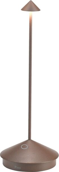 Lampada a led da tavolo Pina Pro Corten ricaricabile e dimmerabile senza fili Zafferano 2200-2700-3000K IP54 Batteria da 12h