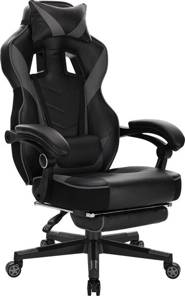 Sedia da gioco Bolt Edge - Ecopelle nera - Ergonomica - Regolabile in altezza - Con poggiapiedi - Sedia da gioco e da ufficio
