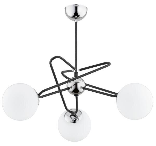 Lampada a sospensione SAGITO nera-cromata-bianca 3xE14x40W in vetro, dimensioni: 50x60x60 cm, IP20, Alfa