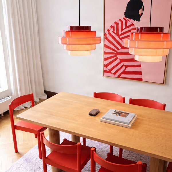 Lampada a sospensione ALDEX, Filo, dimmerabile, Rosso, Sala da pranzo, Vetro, Scandinavo