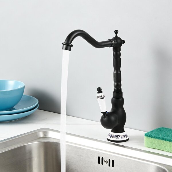 Miscelatore per lavabo, bocca orientabile a 360°, design monocomando, nero
