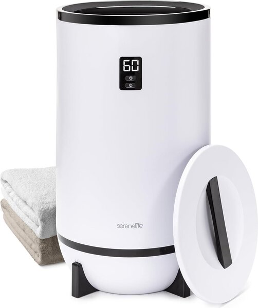 SereneLife Secchio scaldasalviette elettrico, asciugatore con timer, scaldasalviette per 2 asciugamani, risparmio energetico e mobile con protezione da surriscaldamento