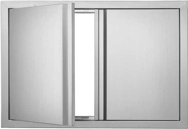 Porta di accesso per barbecue, 774 x 532 mm, doppia porta esterna per cucina - Porta in acciaio inox, a incasso - Porta verticale a parete con maniglie a scomparsa - per isola barbecue, stazione barbecue, mobile esterno